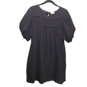 NEW Allie Rose Lined Black Balloon Sleeve Pintuck A-Line Mini Dress SMALL